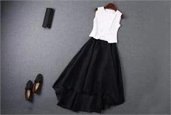 שמלת ערב שחור לבן  -שני חלקים